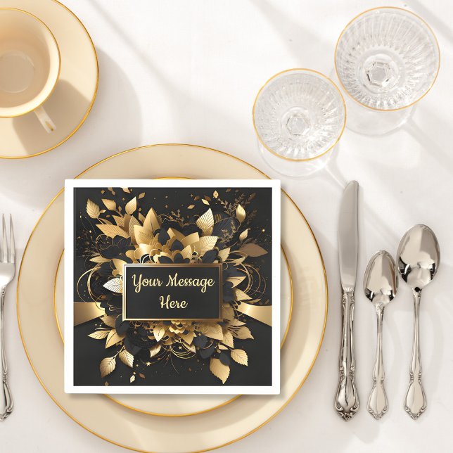 Personalised Elegant Gold Napkin (Creator Uploaded)