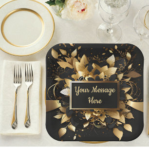 Personalised Elegant Gold Paper Plate