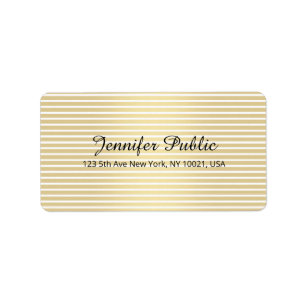 Personalised Elegant Gold White Handwriting Script Label