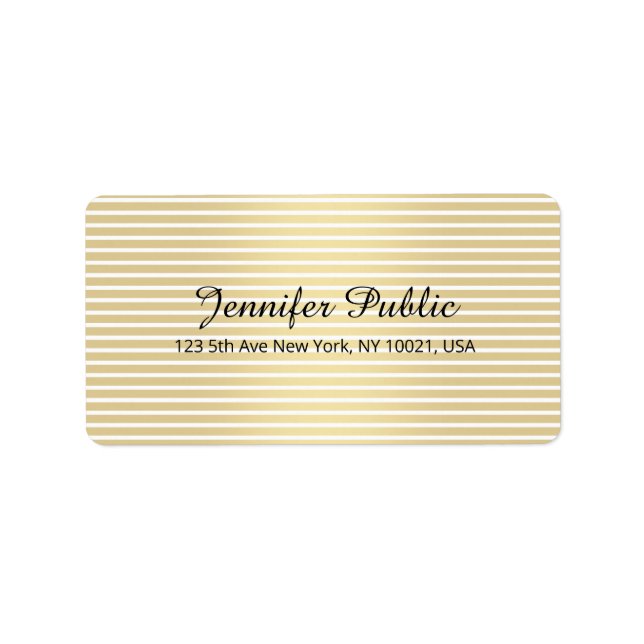 Personalised Elegant Gold White Handwriting Script Label (Front)