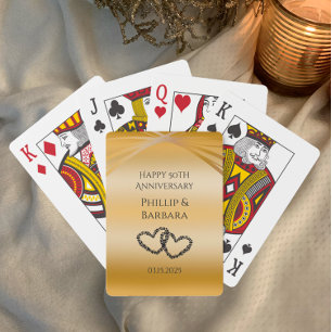 Personalised Elegant Golden 50th Anniversary favou Playing Cards