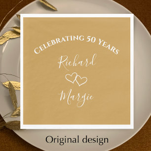 Personalised Elegant Golden 50th Anniversary Party Napkin