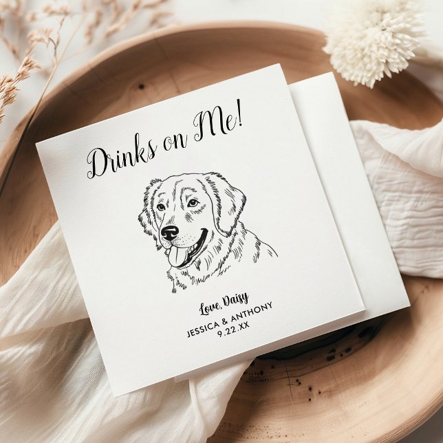 Personalised Elegant Golden Retriever Dog Wedding  Napkin (Creator Uploaded)