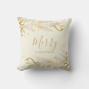 Personalised Elegant Golden Unique Merry Christmas Cushion