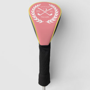 Personalised Elegant Golf Club Logo Gold Wreath Head Cover