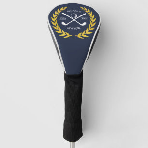 Personalised Elegant Golf Club Logo Gold Wreath Head Cover