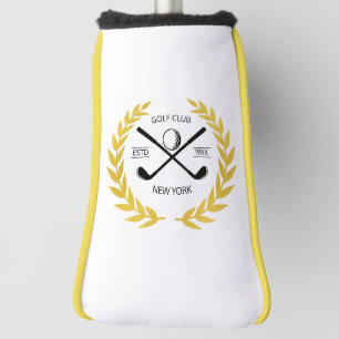 Personalised Elegant Golf Club Logo Gold Wreath Head Cover