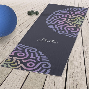Personalised Elegant Gradient Mandala Navy Blue Yoga Mat
