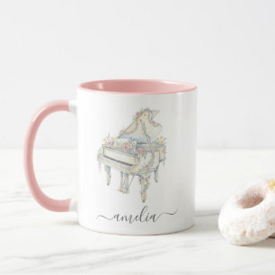 Personalised Elegant Grand Piano with Flowers Mug