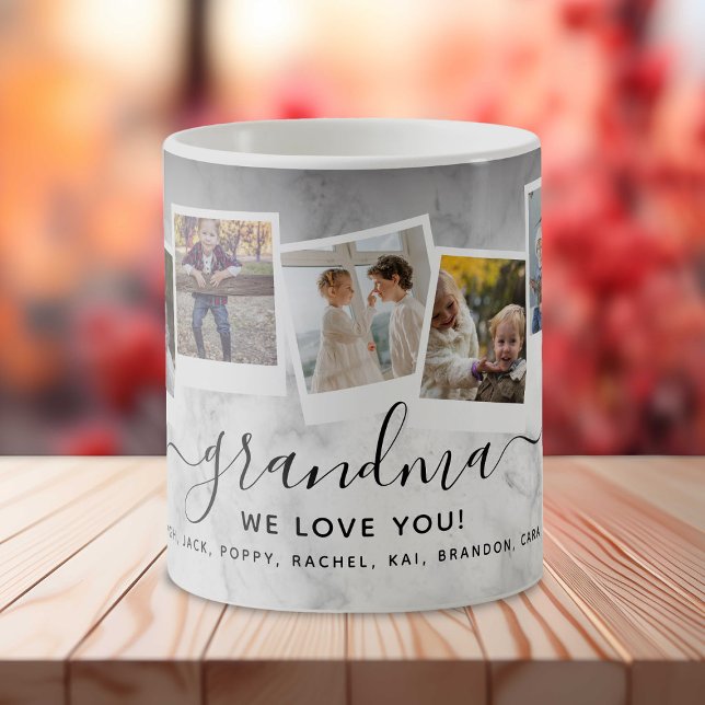 Personalised Elegant Grandma Photo Collage Family Coffee Mug (Creator Uploaded)