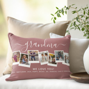 Personalised Elegant Grandma Photo Collage Lumbar Cushion
