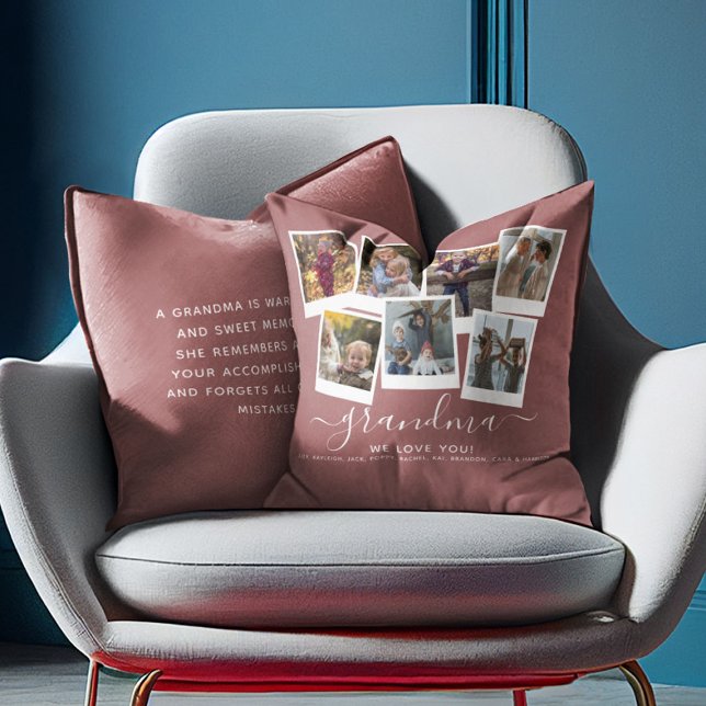 Personalised Elegant Grandma Quote & Photo Collage Cushion (Creator Uploaded)