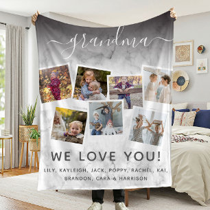 Personalised Elegant Grandma Quote & Photo Collage Fleece Blanket