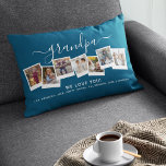 Personalised Elegant Grandpa Photo Collage Blue Lumbar Cushion<br><div class="desc">Grandpa we love you! This gorgeous personalised lumbar pillow is the perfect gift to let your grandfather know how much you love him. Simply upload your favourite pictures and customise the text to make this a extra special unique gift. Grandpa can be changed to any family member, whether be uncle,...</div>