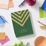 Personalised Elegant Green Faux Gold Chevron iPad Pro Cover<br><div class="desc">Elegant green iPad pro cover featuring faux gold chevron pattern that you can personalise with your name. Great as gifts for family and friends or for yourself. Personalise it by replacing the placeholder text. For more options such as to change the font and its size click the "Customise" button. *Please...</div>