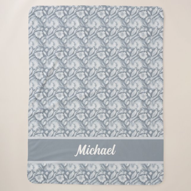 Personalised Elegant Grey & White Blanket (Front)