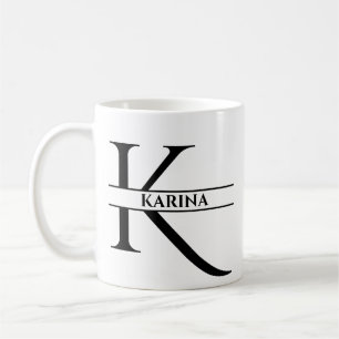 Personalised Elegant Initial Letter K Coffee Mug