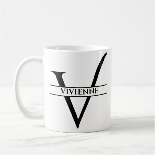 Personalised Elegant Initial Letter V  Coffee Mug