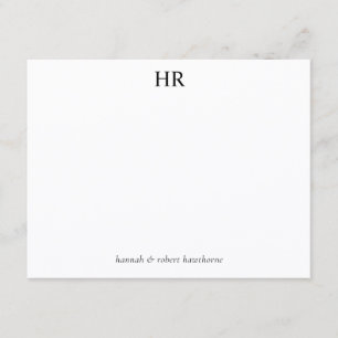 Personalised Elegant Italic Classic Black Monogram Card