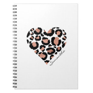Personalised Elegant Leopard Pattern Heart  Notebook