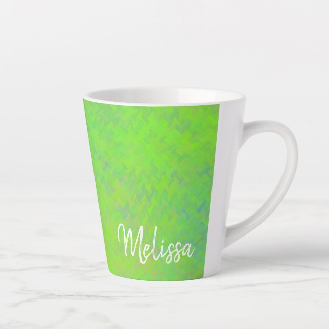 Personalised Elegant Lime Green Marbled Art Latte Mug (Right)