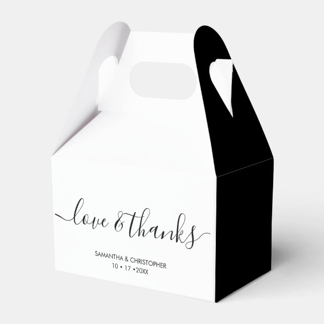 Personalised Elegant Love and Thanks Wedding Favour Box (Front Side)
