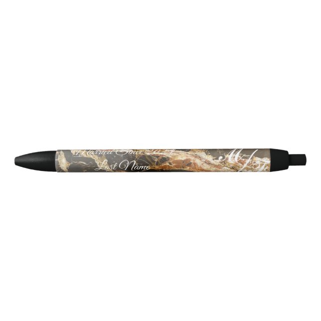 Personalised Elegant Marble Black Ink Pen (Front)