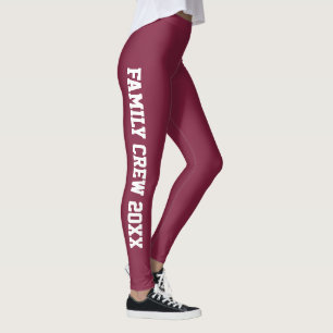 Personalised Elegant Merlot Red Family Reunion Fun Leggings