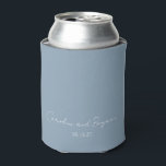 Personalised Elegant Minimalist Wedding Dusty Blue<br><div class="desc">Personalised Elegant Minimalist Wedding Dusty Blue Can Cooler</div>