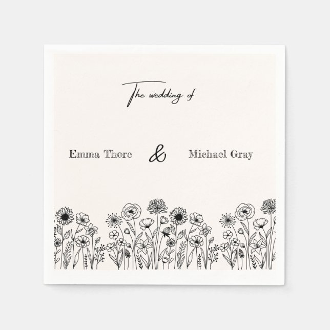 Personalised Elegant Minimalistic Wedding Napkins (Front)