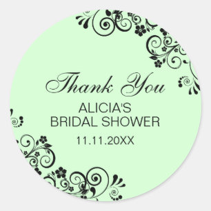 Personalised Elegant Mint Bridal Shower Thank You Classic Round Sticker