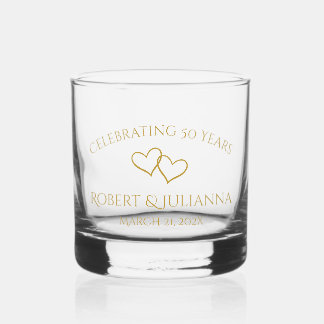 Personalised Elegant Modern 50th Anniversary Gift Whiskey Glass