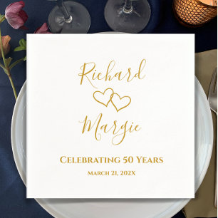 Personalised Elegant Modern 50th Anniversary Party Napkin