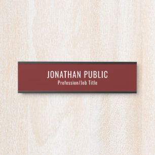 Personalised Elegant Modern Dark Red Template Door Sign