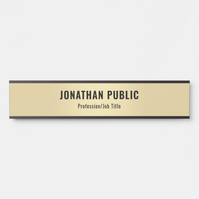 Personalised Elegant Modern Faux Gold Template Door Sign (Front)