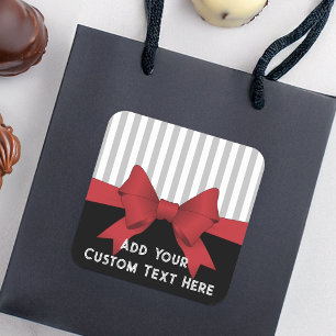 Personalised Elegant Modern Red Ribbon Favour Square Sticker