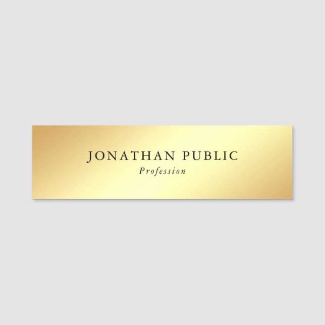 Personalised Elegant Modern Simple Template Gold Name Tag (Front)