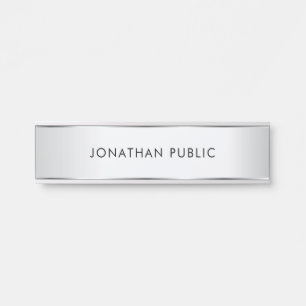 Personalised Elegant Modern Template Faux Silver Door Sign