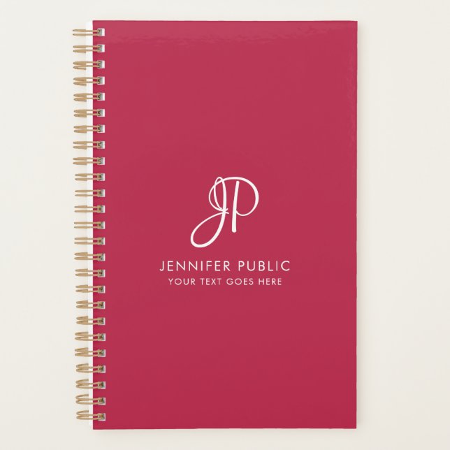 Personalised Elegant Modern Trendy Monogram Planner (Front)