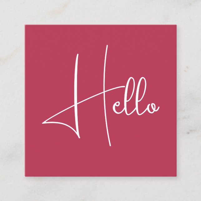 Personalised Elegant Modern Trendy Template Hello Square Business Card (Front)