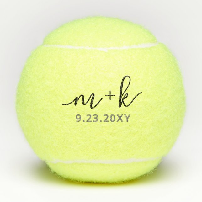 Personalised Elegant Modern Wedding Monogram Tennis Balls (Front)