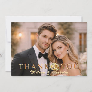 Personalised Elegant Modern Wedding Photo Thank You Card