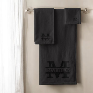 Personalised Elegant Monogram and Name Bath Towel Set