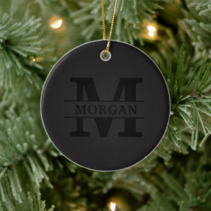 Personalised Elegant Monogram and Name Ceramic Tree Decoration