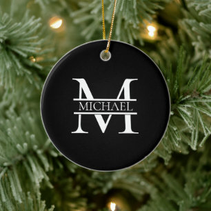 Personalised Elegant Monogram and Name Ceramic Tree Decoration