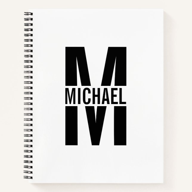 Personalised Elegant Monogram and Name Notebook (Front)