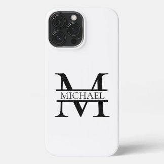 Personalised Elegant Monogram and Name White iPhone 13 Pro Max Case