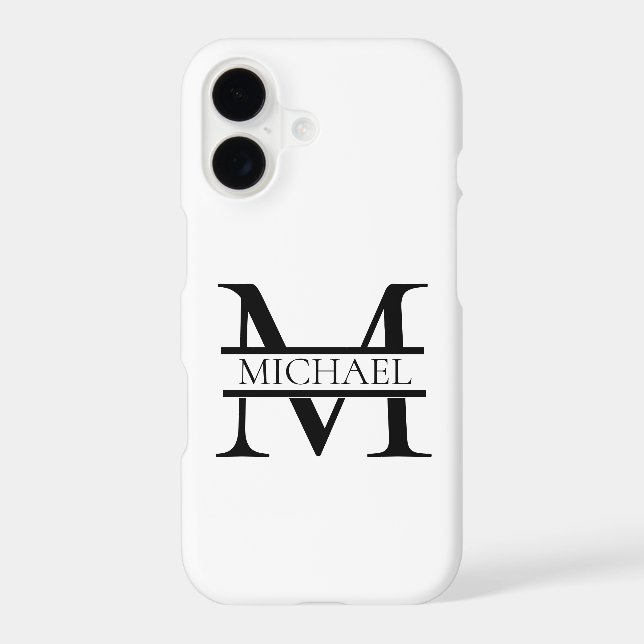 Personalised Elegant Monogram and Name White iPhone Case (Back)