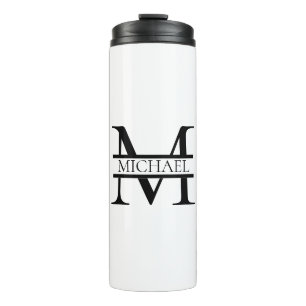Personalised Elegant Monogram and Name White Thermal Tumbler