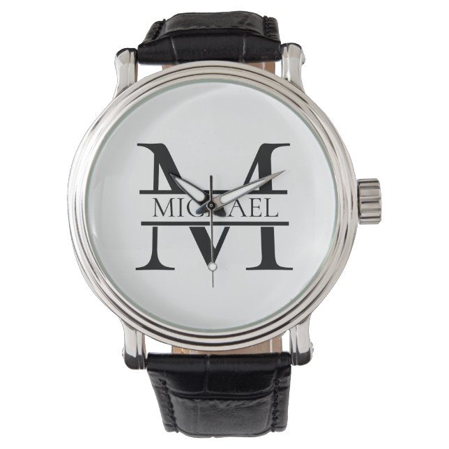 Personalised Elegant Monogram and Name White Watch (Front)